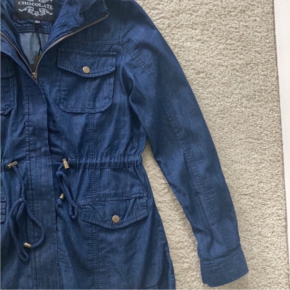 Hooded, Front Zip Denim Jacket - Picture 3 of 10